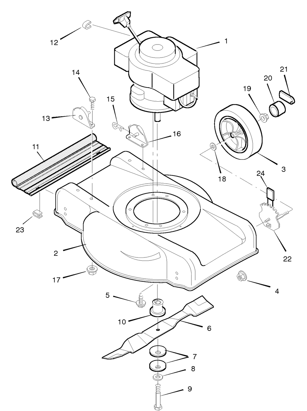 Mower Deck Assembly Diagram and Parts List for 20817A 1996 Briggs and Stratton Lawn Mower